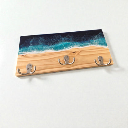 Coastal Wall Hanger with Three Octopus Hooks