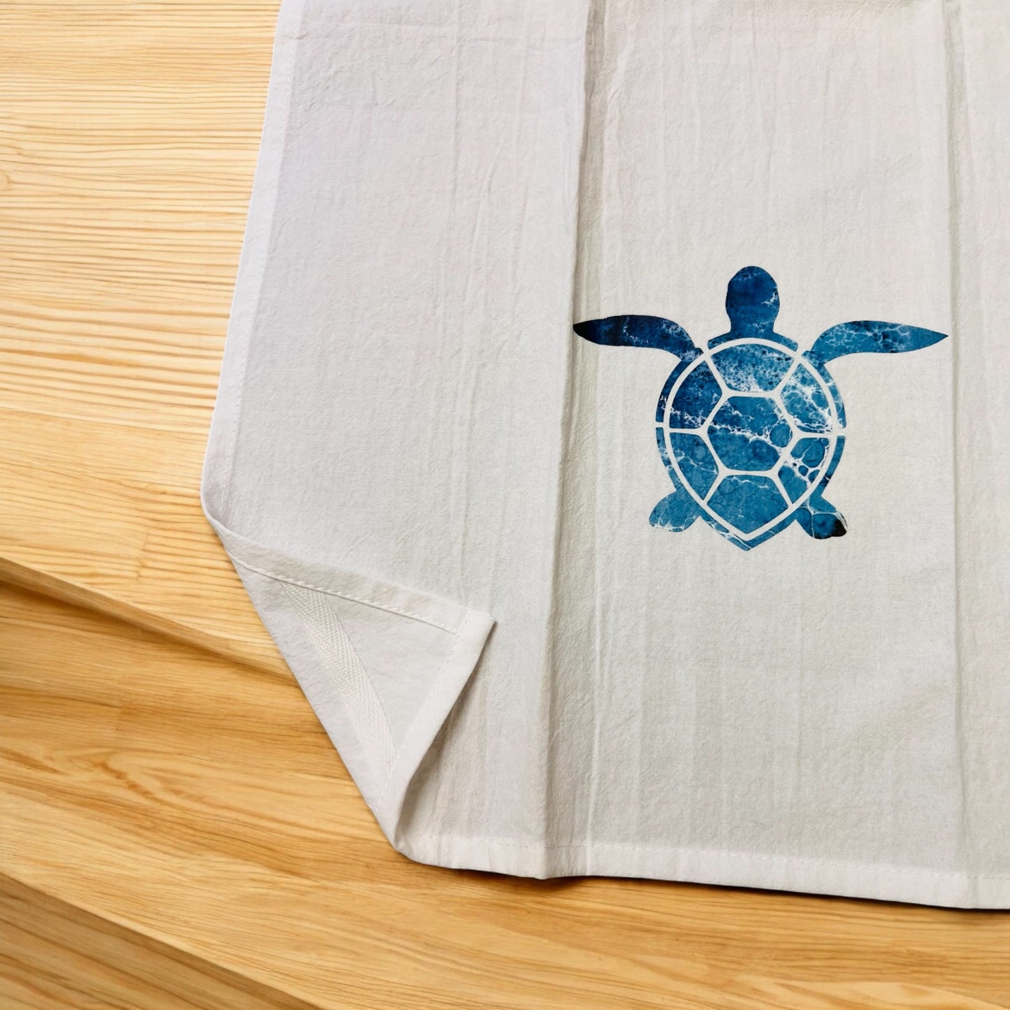 Kitchen Tea Towels with Original Ocean Nautical Design with Sea Turtle or Dolphin