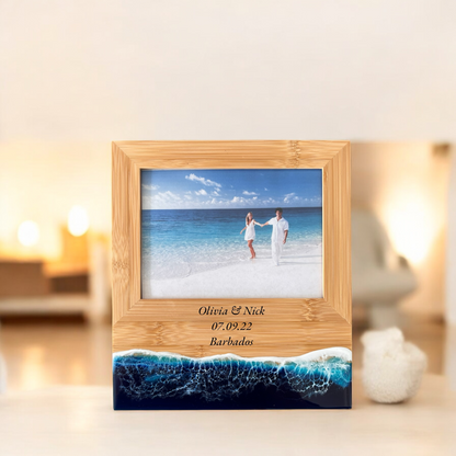 Personalized Wooden 5x7 Picture Frame, Nautical Engagement Frame, Custom Wedding Frame, Handmade Picture Frame, Ocean Themed Decor Photo