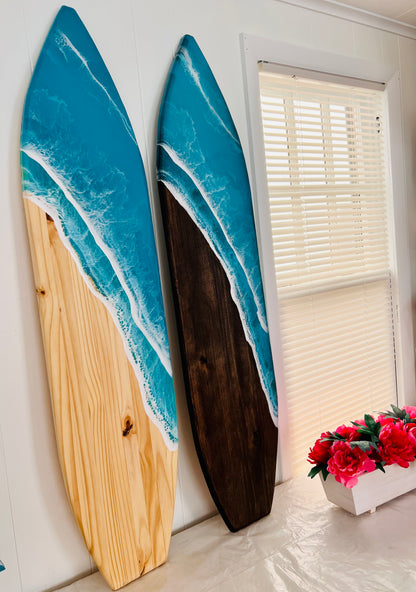 3 ft Resin Surfboard Wall Art with Oars -Custom Order 36"