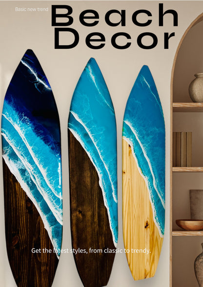 3 ft Resin Surfboard Wall Art with Oars -Custom Order 36"