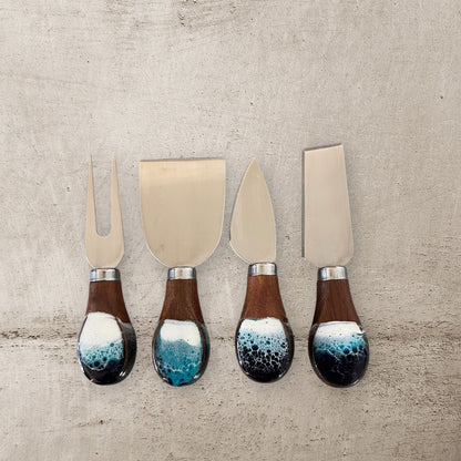 Ocean Resin Cheese Knife Set Walnut