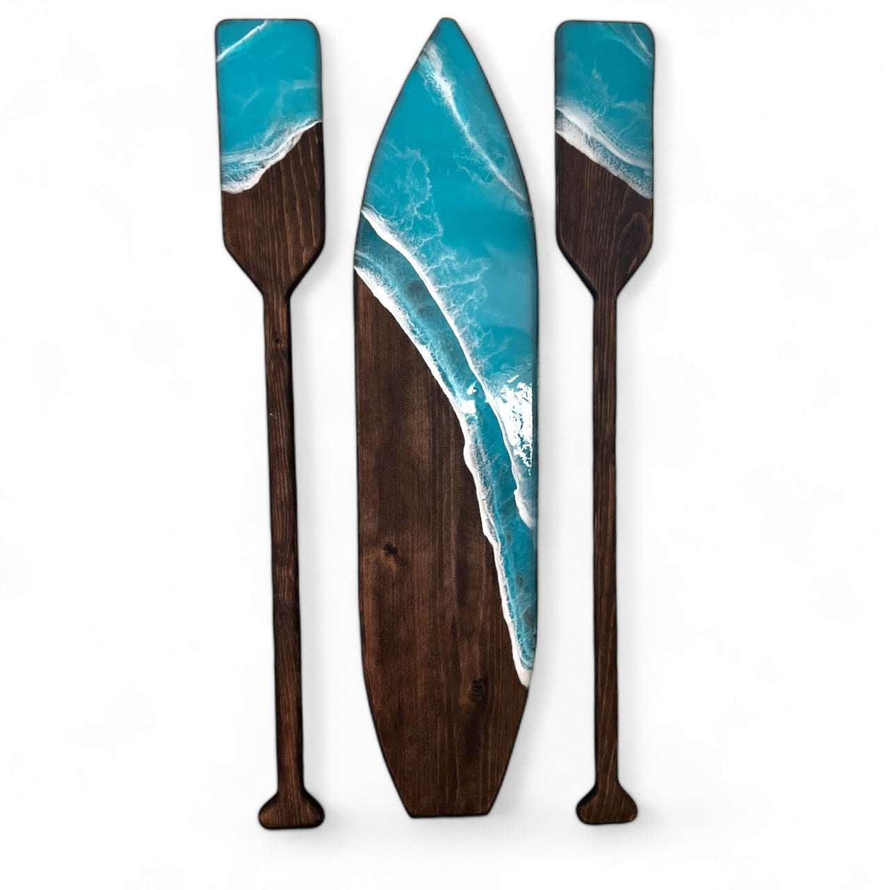 3 ft Resin Surfboard Wall Art with Oars -Custom Order 36"