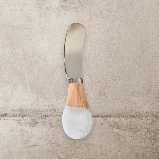 Resin Cheese / Butter Knife white with glitters