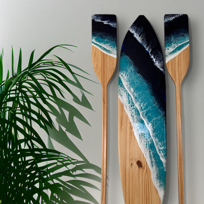 Surfboard Wall Art Nautical Decor with Oars Wall Resin Art