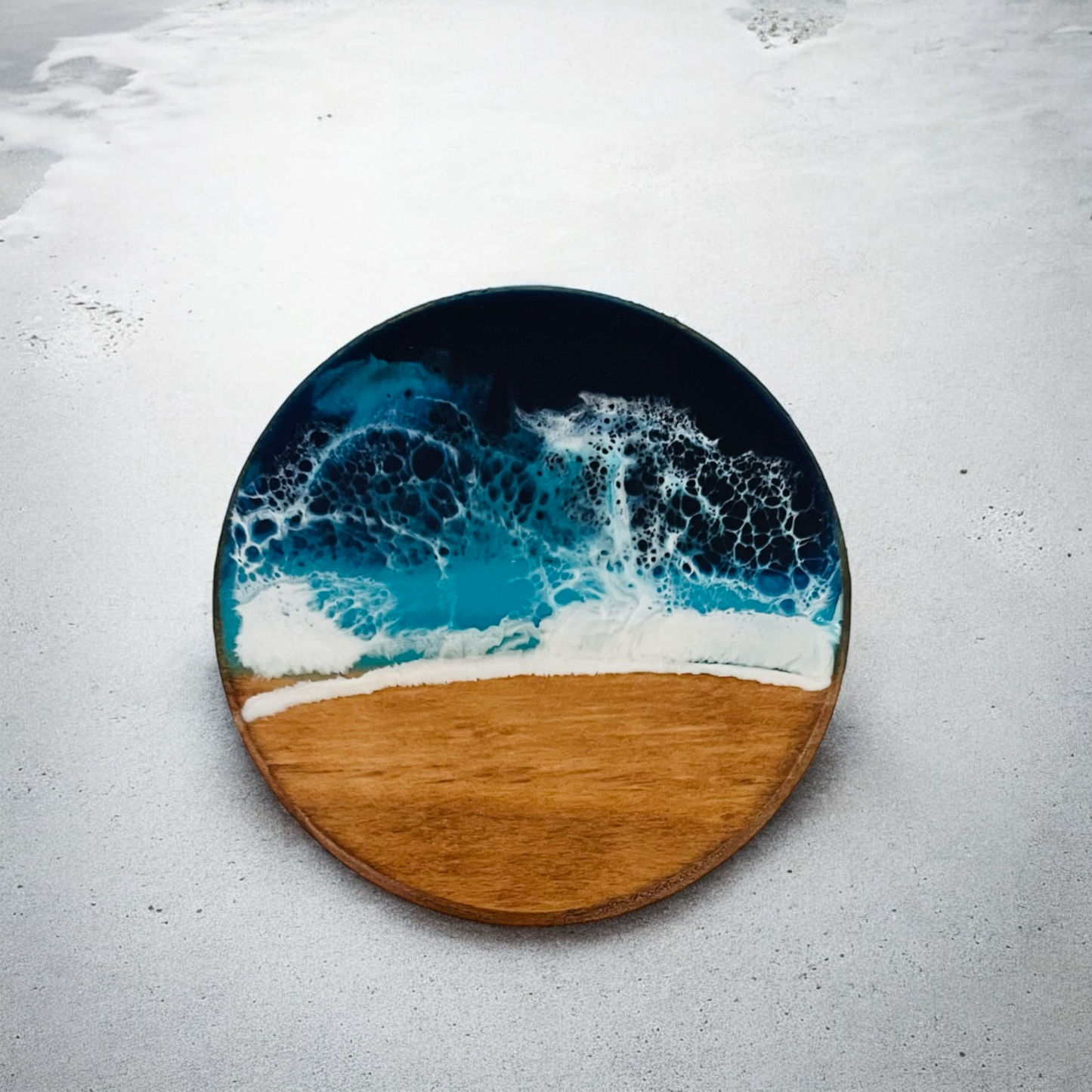 Personalized Ocean Resin Wood Coasters,  Beach House Nautical Coastal Decor