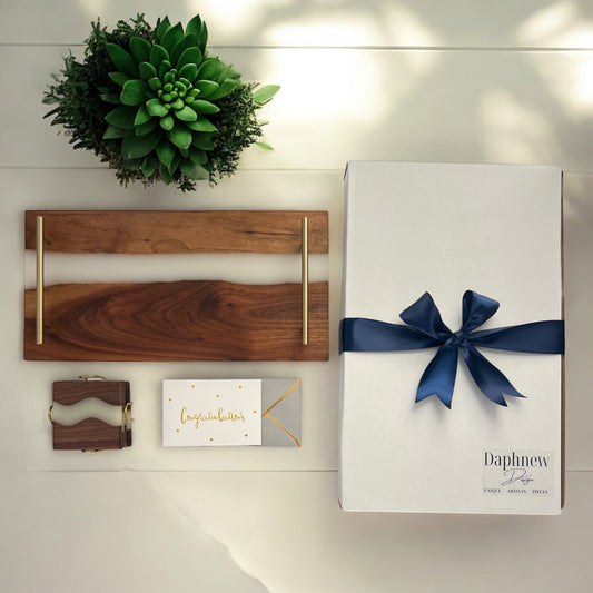 Personalized Resin River Tray and Coaster Gift Set