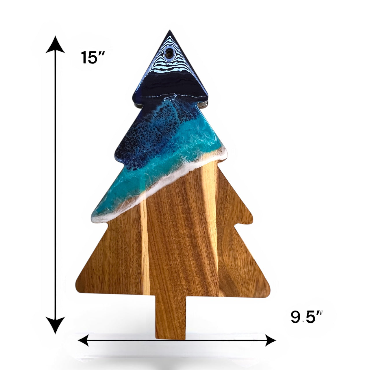 Christmas Tree Shape Ocean Resin Cheese Board and Cheese Knife Gift Set