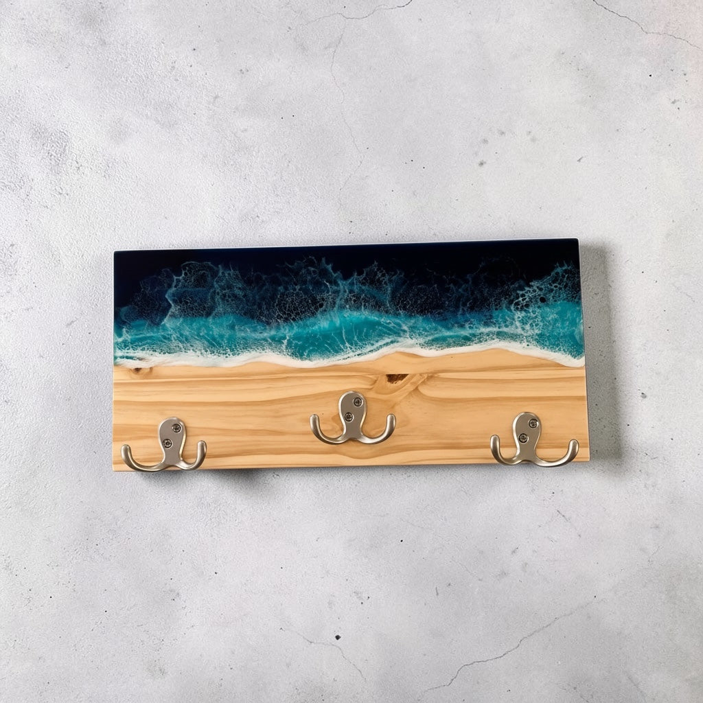 Coastal Wall Hanger with Three Octopus Hooks