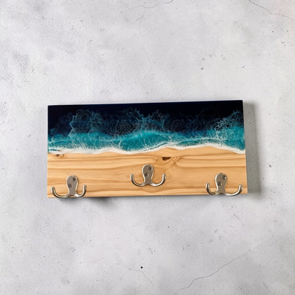 Coastal Wall Hanger with Three Octopus Hooks