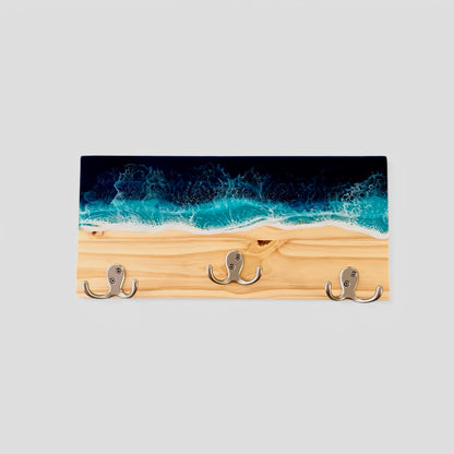 Coastal Wall Hanger with Three Octopus Hooks