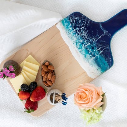 Ocean Resin Maple Cheese Board with Handle