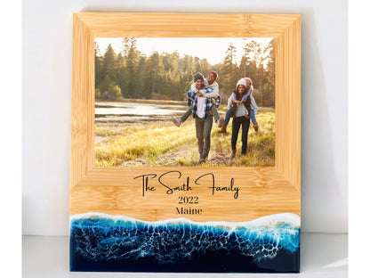 Personalized Wooden 5x7 Picture Frame, Nautical Engagement Frame, Custom Wedding Frame, Handmade Picture Frame, Ocean Themed Decor Photo