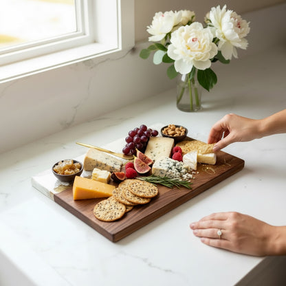 Personalized White & Gold Resin Charcuterie Board, Luxury Wedding Gift