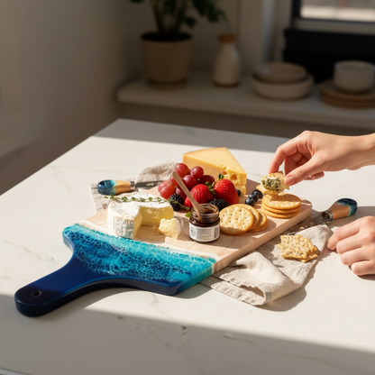 Ocean Resin Maple Cheese Board with Handle