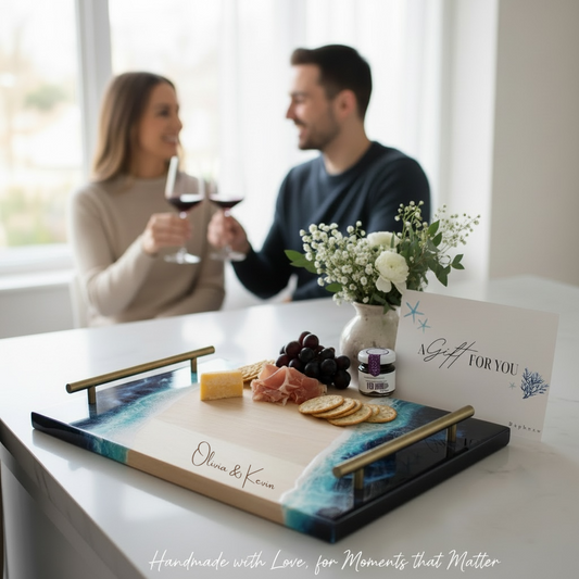 Maple Ocean Resin Tray and Matching Cheese Knives Gift Set