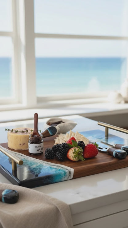 Walnut Ocean Resin Tray