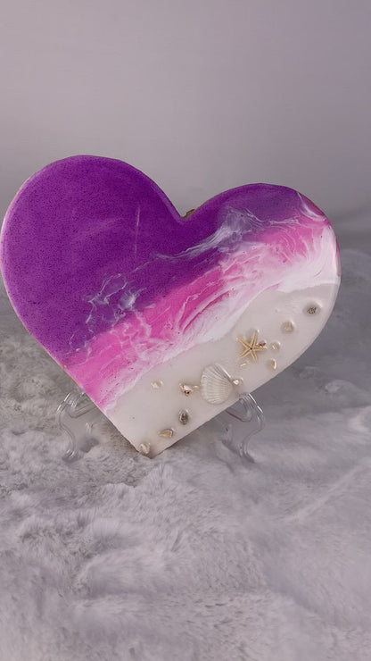 Handmade Ocean Resin Heart Decor Perfect for Girl Christmas Gift Beach house gift host gift