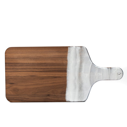 White Resin Walnut Cheese Board with Handle