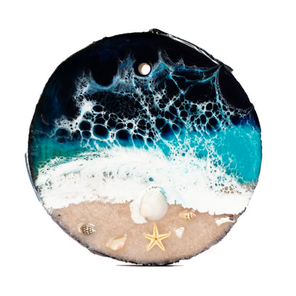 Ocean Resin Live Edge Wood Ornament