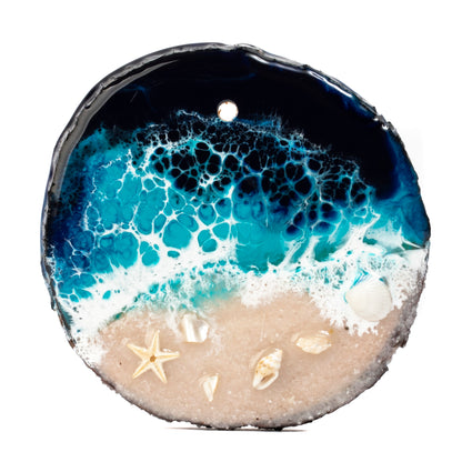 Ocean Resin Live Edge Wood Ornament