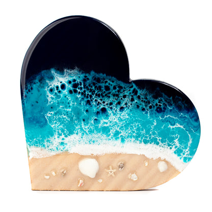 Handmade Ocean Resin Heart Decor Perfect for Girl Christmas Gift Beach house gift host gift