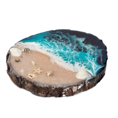 Ocean Resin Live Edge Wood Ornament