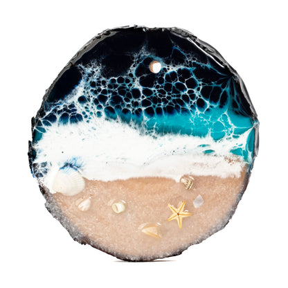 Ocean Resin Live Edge Wood Ornament