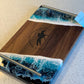Walnut Ocean Resin Serving and Charcuterie Board Tray With Handles