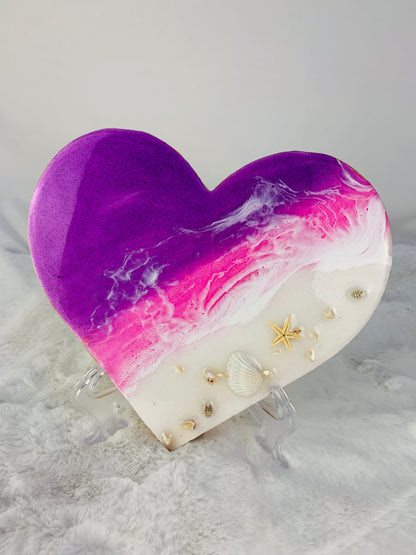 Handmade Ocean Resin Heart Decor Perfect for Girl Christmas Gift Beach house gift host gift