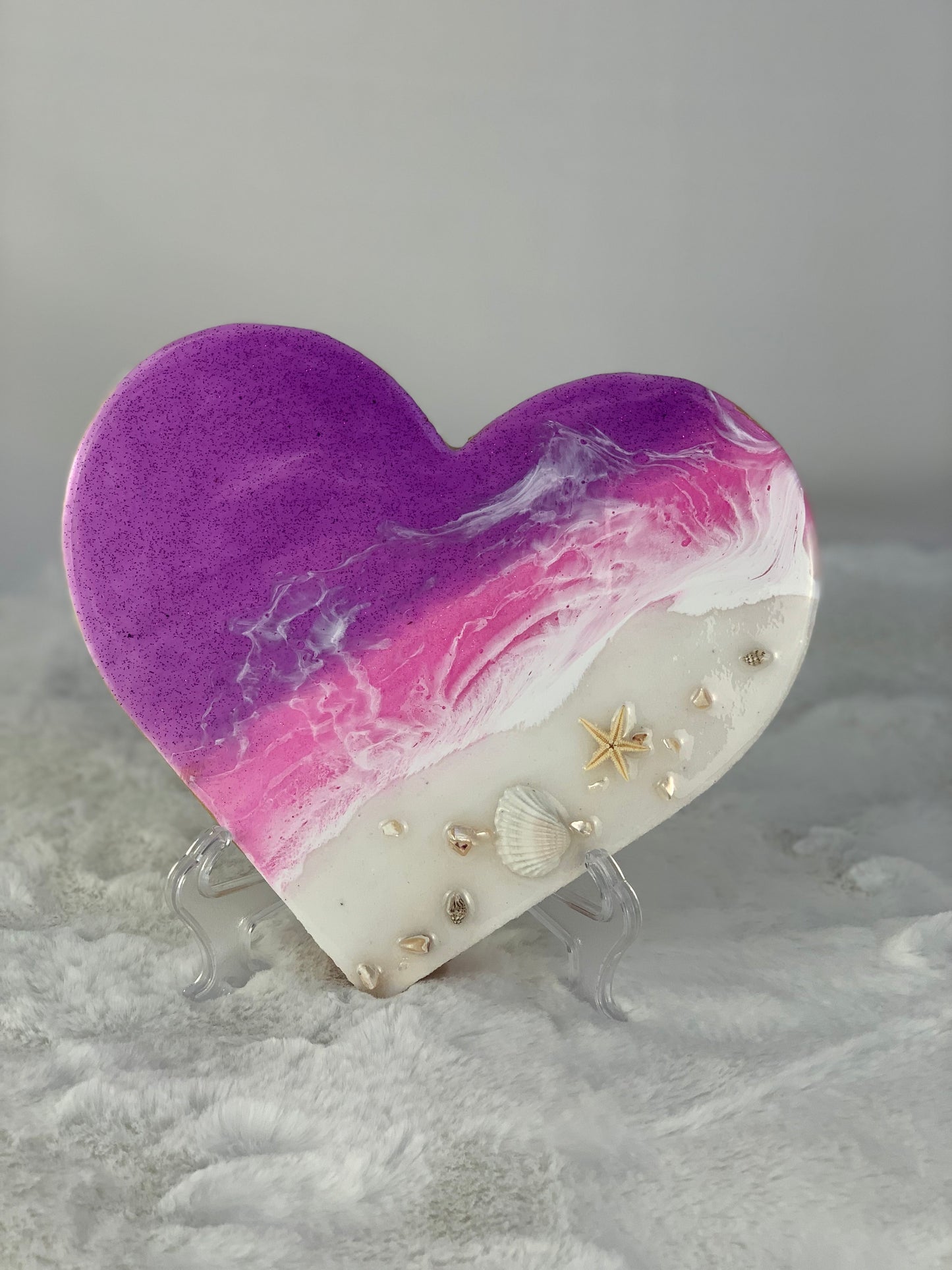 Handmade Ocean Resin Heart Decor Perfect for Girl Christmas Gift Beach house gift host gift