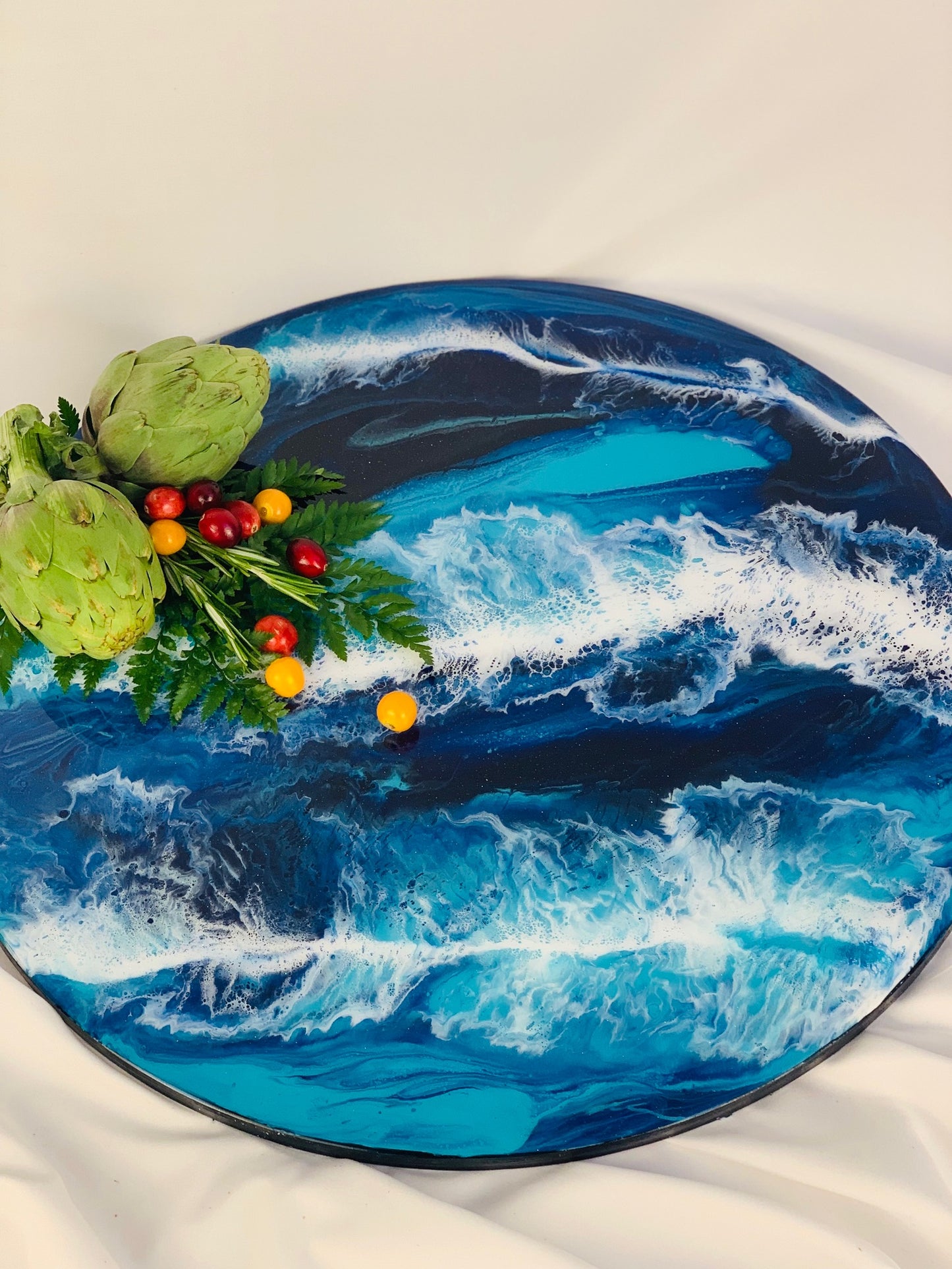 Lazy Susan/Turntable with Ocean resin Design