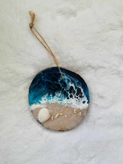 Ocean Resin Live Edge Wood Ornament