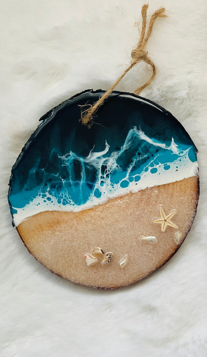 Ocean Resin Live Edge Wood Ornament