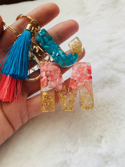 Beautiful Custom Letter Initial Resin Keychain