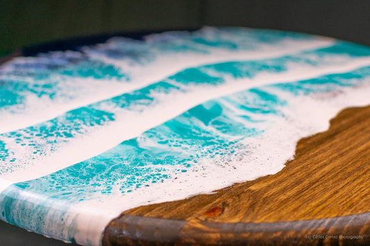 Coffee Table With Handmade Resin Wave Effect